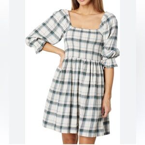 Madewell Smocked Plaid Dress new